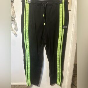 Black Joggers with Neon Green Stripes